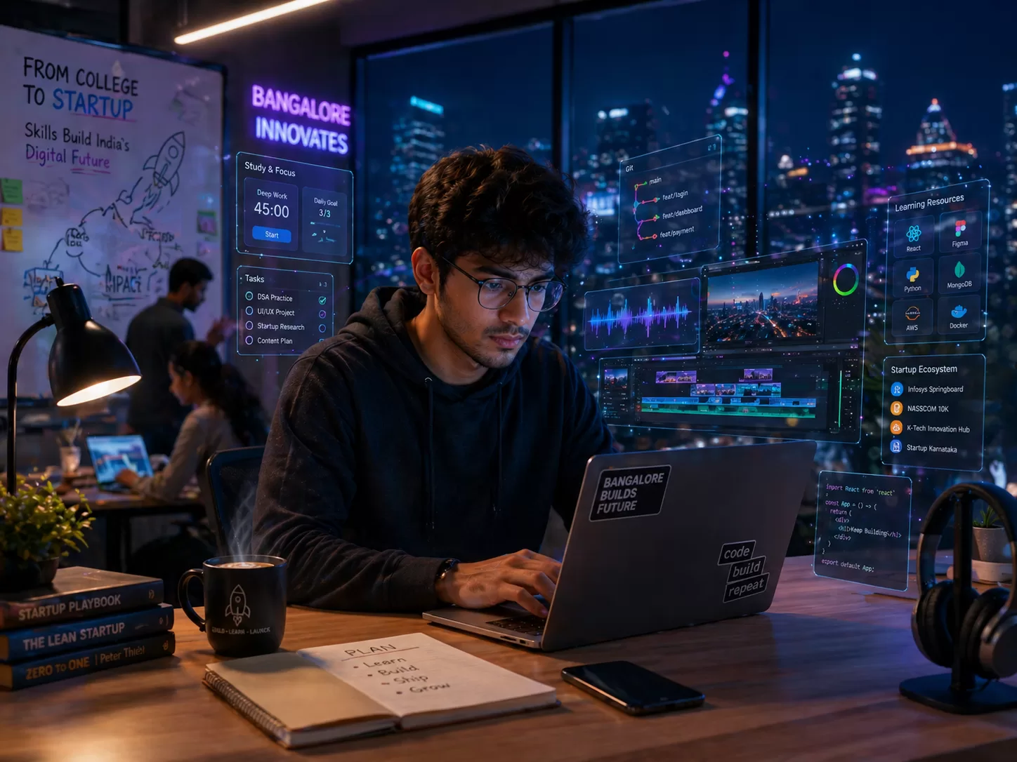 College student in Bangalore learning AI digital marketing course