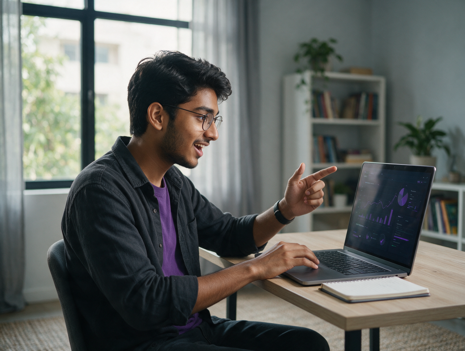 College student learning practical AI digital marketing