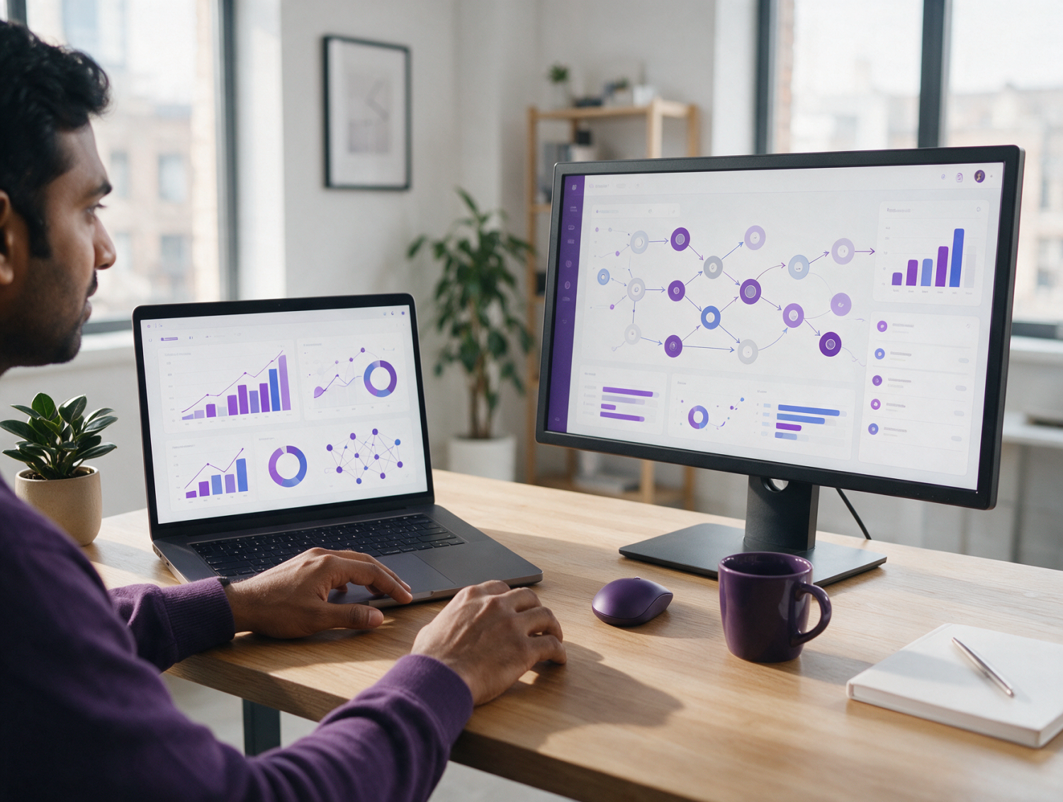 Digital marketer analysing attribution and conversion tracking